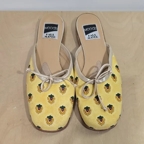🌻Paul Mayer Yellow Floral Bow Mules - Picture 5 of 15